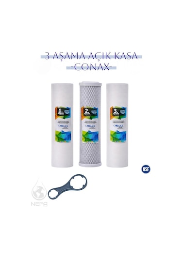 Conax Su Arıtma Gold Açık Kasa 3'lü Ön Takım Filtre