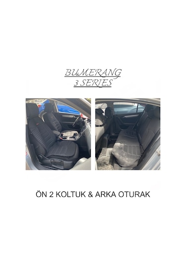 Bmw 1 Serisi 116 Uyumlu Lüx Oto Koltuk Minderi Ön Arka Oturak 3'lü Set Bumerang Serisi Siyah