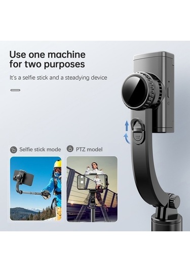 Createtech 27,5 İnç Teleskopik Gimbal Tripod, Titreme Önleyici, Masaüstü Selfie Çubuğu