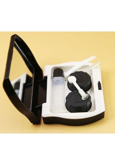 Aynalı Kontakt Lens Kabı Siyah