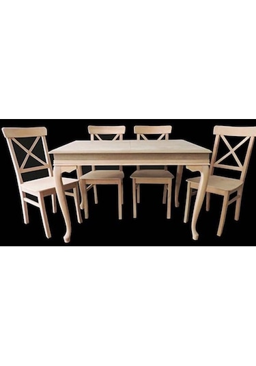 Masa-sandalye Çapraz Takım Model Ham Kayın Klasik Aslan Ayak Ve Açılır Tabla Torna El Yapım