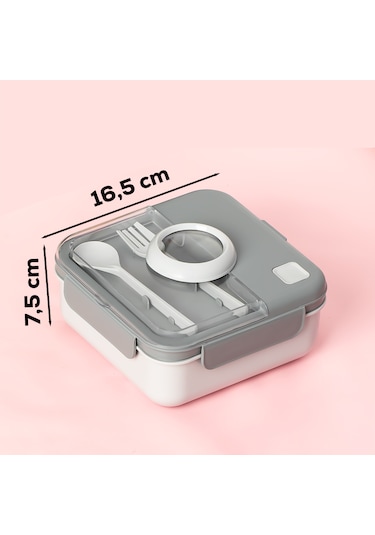 Porsima L-00927 Kaşık Çatallı Lunch Box Sefer Tası Saklma Kabı