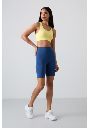 Tommy Life Parlament Polyester Esnek Standart Fit Performans Kadın Biker Tayt - 91012 Lacivert