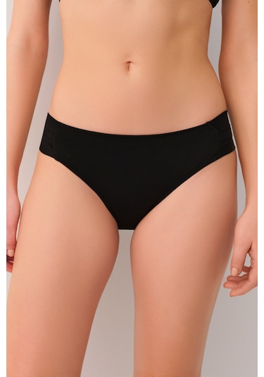 Suwen Yanı Pileli Bikini Alt Sbn25560012 Siyah