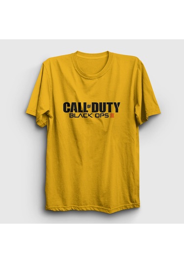 Presmono Unisex Black Ops Call Of Duty T-shirt Sarı