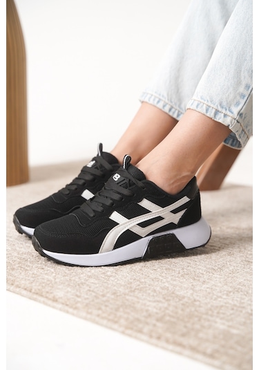 Garantili D0120 Günlük Ortopedik Kadın Sneaker Spor Ayakkabı Siyah-beyaz