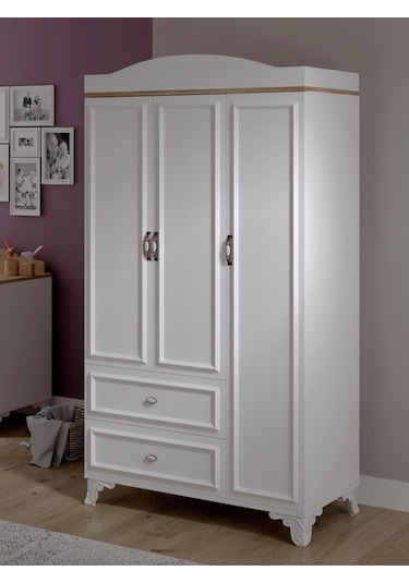 Baby Darling Lisa Mdf Gardırop Beyaz 3 Kapaklı Beyaz