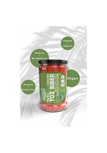 Organik Glutensiz Kavanoz Toz Biber- Tatlı 70 Gr 500 ML