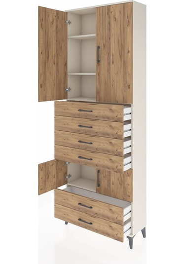 Arges Dolap 4 Raflı 6 Çekmeceli 4 Kapaklı 88x30x243 Aytaşı-çam Aytaşı
