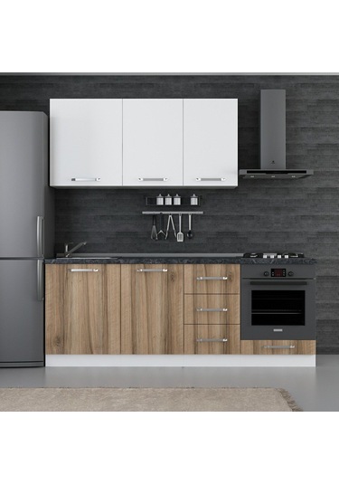 Minar 215 Cm Mutfak Dolabı Beyaz Dore 215-d3