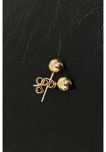 Zümrüt Sarraf 14 Ayar Altın Sarı Top Erkek Küpe