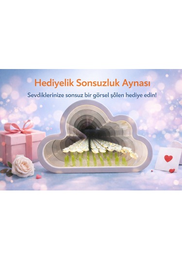 Sonsuzluk Bulut Tasarımlı Aynalı Gece Lambası Dekoratif Led Aydınlatma