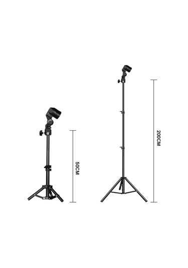 Folinda Fotoğrafçılık Ve Canlı Yayın Işık Ayracı - E27 Ampul Başı, 50cm/200cm Seçenekli Tripod Siyah, L6568-l6575 İle Uyumlu