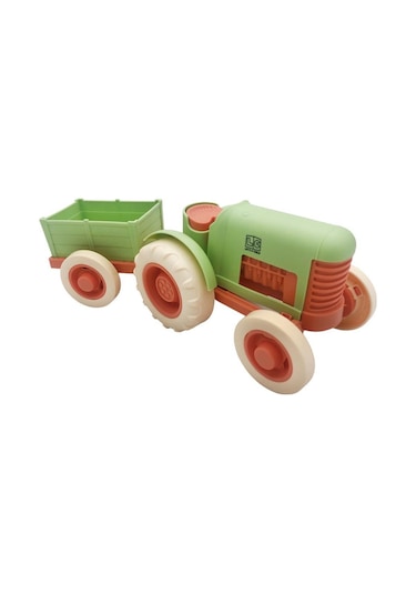 Let's Be Child Römorklu Sürtmeli Plastik Traktör Lc-30878 Açık Yeşil-turuncu