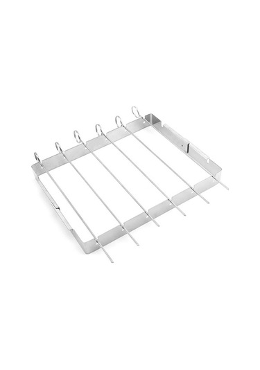 Pazly Paslanmaz Çelik Gümüş Barbekü Izgarası - Yüksek Raftlı, 360 Döndürülebilir Şişler Gümüş