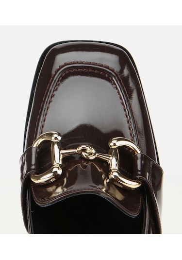 Hotiç Kadın Rugan Kahverengi Tokalı Kare Uçlu Topuklu Klasik Loafer 01ayh314750a480 01ayh314750a480 Kahverengi