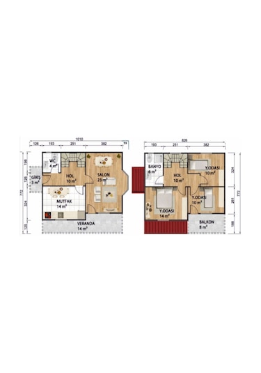 Ballife Prefabrik 126 M2 Standart Dubleks Prefabrik Konut