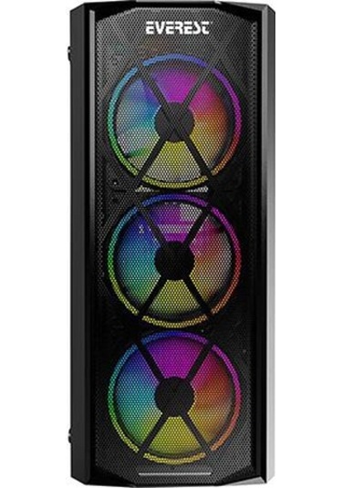 Everest Flat Mesh 4*12Cm Rainbow Fan Tempered Camlı Gaming Oyuncu