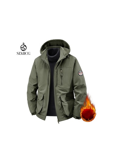 İş Giyim Su Geçirmez Naylon Rüzgarlık, Meikeduo Açık Hava Sporları Polar Astarlı Bisiklet Ceketi Yeşil