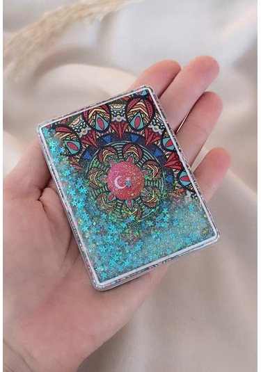 Ayna Makyaj Aynası Çanta Türk Bayrağı Sulu Model Cep El Seyehat Taşınabilir Ayna Pullu Kozmetik Çok Renkli