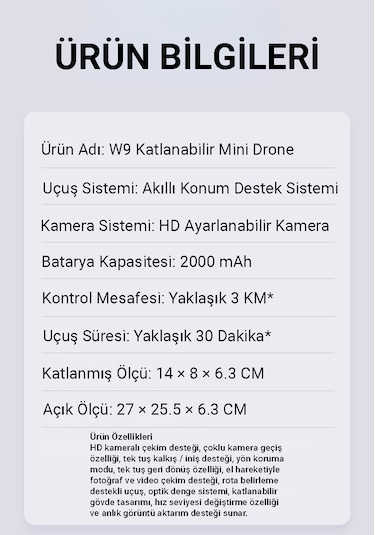 İdragon W9 Akıllı Mini Drone Fırçasız Motor Ekranlı Kumanda Çift Kameralı Drone