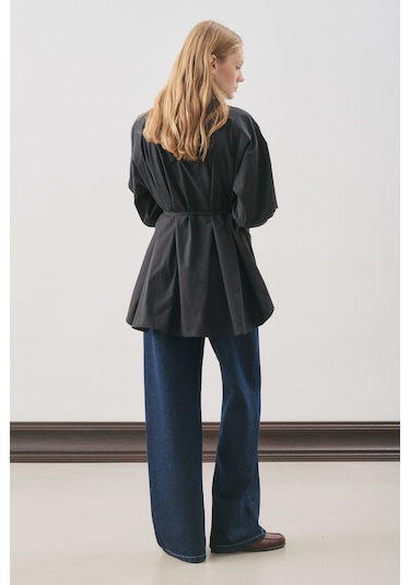 Parçalı Tasarım Gömlek Siyah Siyah