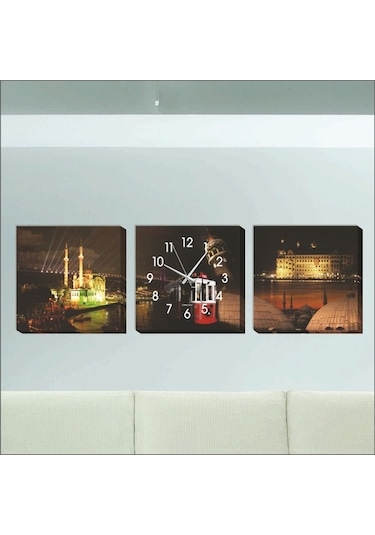 Istanbul Ve Gece Kanvas Tablo Duvar Saati
