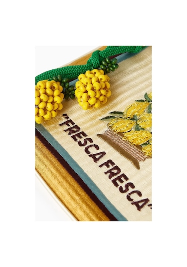 Alemais Saten Contessa Limon Temalı El Çantası, Şık & Eğlenceli Sarı