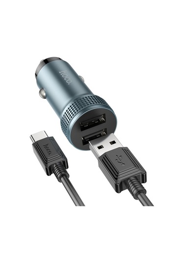 Hoco Z49 Çift Usb Giriş Araç Şarj Başlığı +usb To Type-c Kablolu