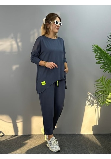 The İstanbul Kadın Iki Iplik Viskon Pamuk Kumaş Arma Detaylı Ikili Takım Antrasit