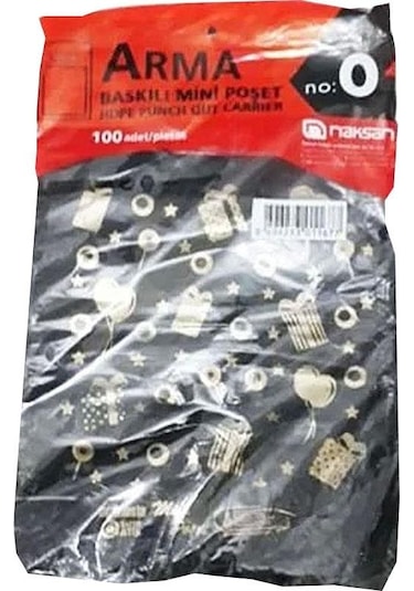 Arma Baskılı Mini Blok Poşet Torba No: 0 Siyah 100'lü 20 x 30 CM