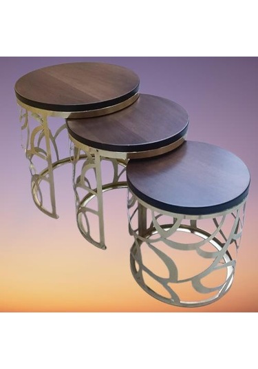 Zigon Sehpa Model 90516 Cnc Metal Kesim Osmanlı Desen Ceviz Renk El Yapım