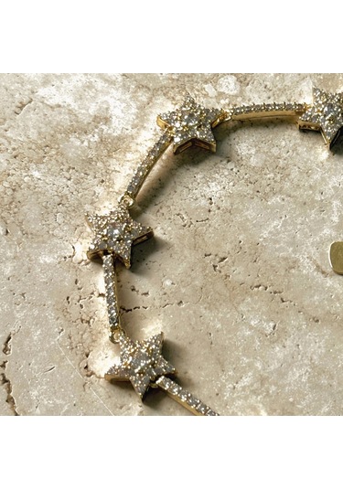 Yıldızlı Çelik Zirkon Bileklik Gold Gold