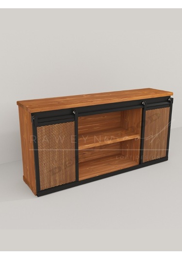 Raweyn Genus Doğal Ahşap Sürgülü Konsol 190cm Açık Ceviz