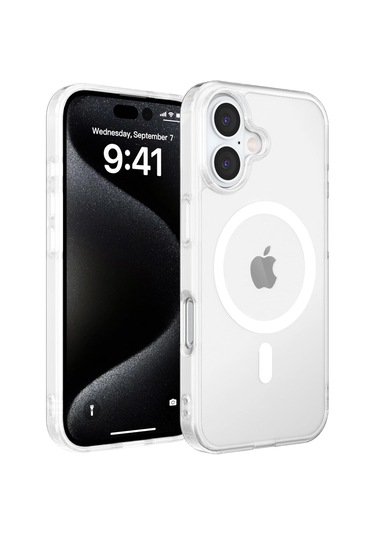 Apple Iphone 16kılıf Magsafe Şarj Özellikli Şeffaf Sert Pc Kapak Şeffaf