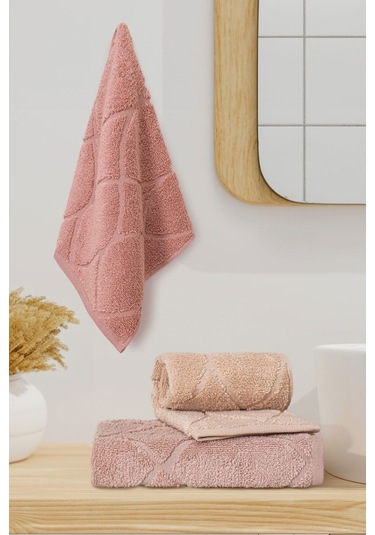 Varol Voli Serisi Micro Cotton 30x50cm 3 Lü Havlu Seti V1/30x503adet Gül Kurusu