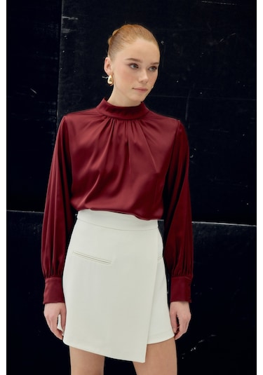 Sateen Talia Şort Etek - Ekru-137065 Ekru