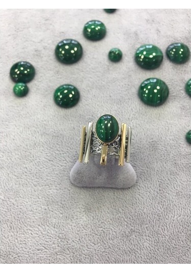 Malakit Taşlı Gümüş Set 925 Ayar