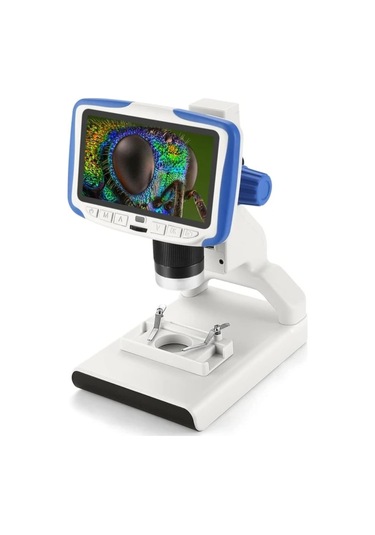 Dijital Masaüstü Mikroskop Kumandalı 2 Mp 5 İnç Lcd Ekran 8 Led Işık Biyolojik Mikroskop Hassas Görüntü