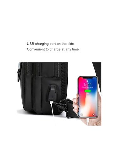 Haoshuai 1100-17 Usb Şarj Portlu Erkek Crossbody Göğüs Çantası 001