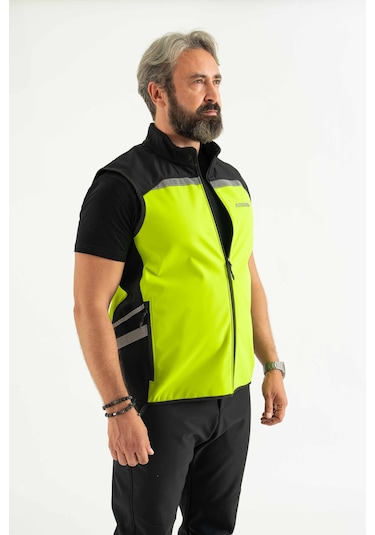 Reflektörlü Softshell Motosiklet Ve Iş Güvenliği Yeleği