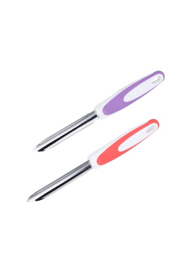 Dofolink Stok Mutfak Aleti: Çelik Biber, Meyve, Sebze Çekirdek Çıkarıcı - Hızlı Kullanım, Oranj-mor Renkli 2 Adet