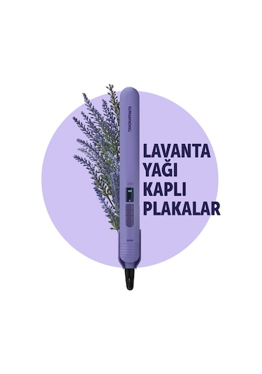 Grundig HS 7032 Botanika Lavanta Yağı Kaplı Plakalı İyonik Saç Düzleştirici