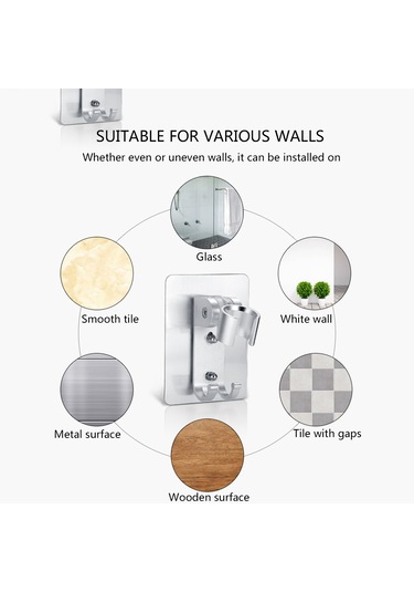 Banyo Yapışkan Ayarlanabilir Duvara Monte Duş Tutucu