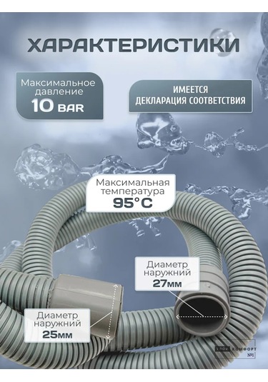 Tvoj Komfort Çamaşır Ve Bulaşık Makineleri İçin 2.5 M Tahliye Hortumu 320561795