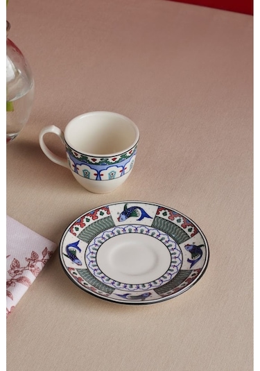 Karaca  x Ömür Akkor İznik Çini Kahve Fincanı ve Tabağı 90 ml