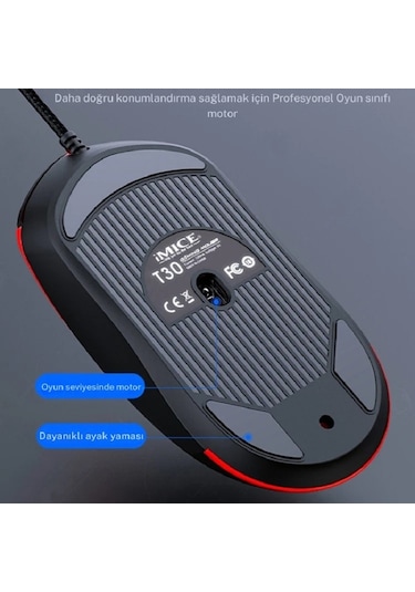 Techtic Ergonomik Çift El Kullanım Gamer Kablolu Oyuncu Mouse Rgb