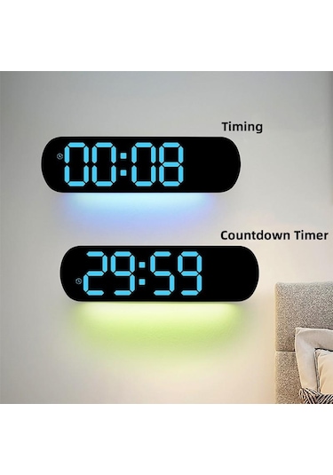 Yeşil 13.78 İnç Uzaktan Kumanda Dijital Duvar Saati Ruh Hali Işığı Zamanlama Geri Sayımı 2 Alarm Otomatik Dimmer Dst Tak Kullanım Led Çalar Saat Yeşil