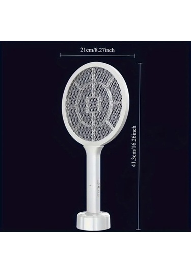 Boatshop1 Usb Şarj Edilebilir Beyaz El Tipi Sivrisinek Raketi Led Gece Lambalı Çift Modlu Elektrikli Böcek Öldürücü Ev Ofis Bahçe İçin