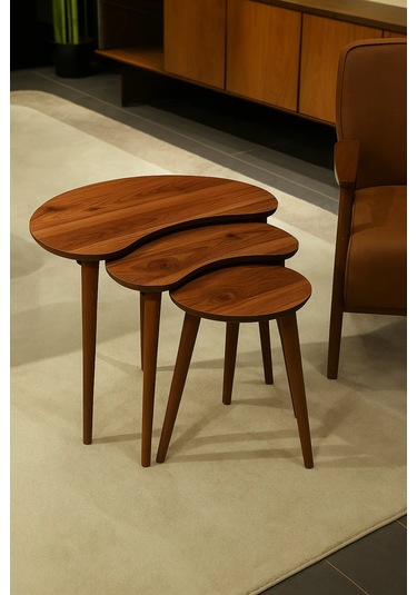 Berlin 3'lü Zigon Sehpa &100 Mdf Ceviz/urartu